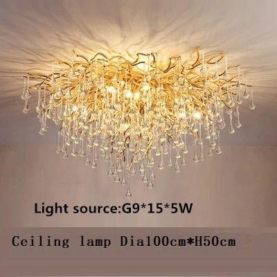 Uplifted Finds Nordic Luxury Gold K9 Crystal Chandelier   Modern LED Chandelier Fixture round 100cm silver Body warm White