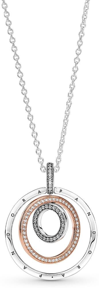 Collier Pandora Avec Pendentif Cercles Bimatières Femme