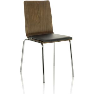 hJh-OFFICE Besucherstuhl PERIA, stapelbar, Vierfußgestell, Holz / Kunstleder, walnuss / schwarz, 4 Stück