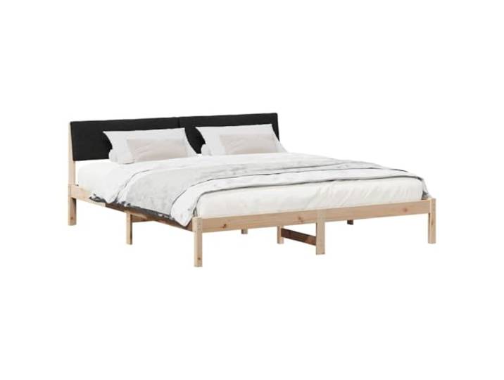 KTHLBRH Doppelbett 180 x 200 cm, Kiefernholz Moderne Plattform, gepolstertes Kopfteil, 214 x 185 x 78 cm, 200 kg