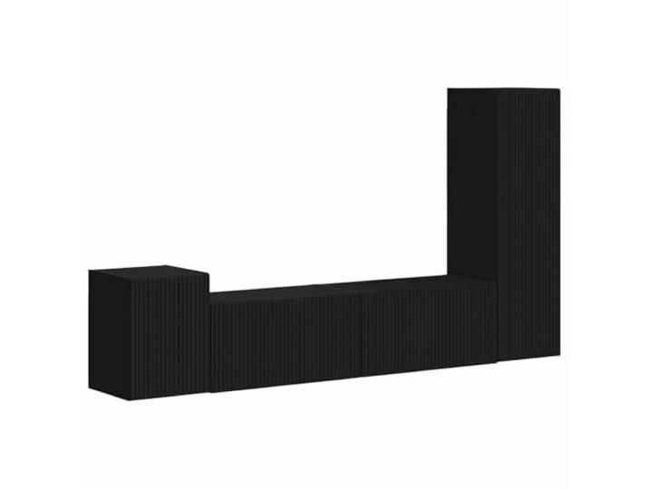 GKHPYURE TV-Möbel-Set, Wandmontage, 4 Stück, schwarz, Holz, mehrschichtig 4 Wandschrank, 4 Türen, 2 Regale, 30 x 31 x 100 cm, für Wohnzimmer