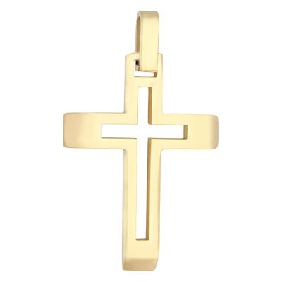 Kettenanhänger ADELIA´S "Anhänger – Kreuz Kreuzanhänger aus Edelstahl", gold, Schmuckanhänger, Herren, Edelstahl, Kettenanhänger, Ideal zum Verschenken – schlicht und stilvoll