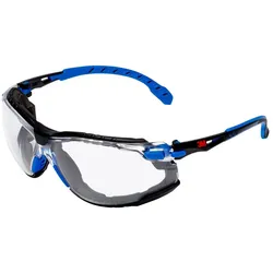 3M Solus 1000 Schutzbrille, blau/schwarz Bügel, Antibeschlag-Beschichtung, transparent mit Tasche S1CB