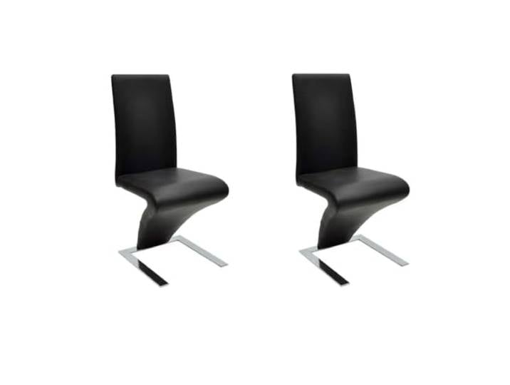 KKgypkn Esszimmerstühle 2 STK Schwarz Kunstleder Ergonomisch geformt, robuste Konstruktion, modernes Zickzack-Design, für Küche und Esszimmer