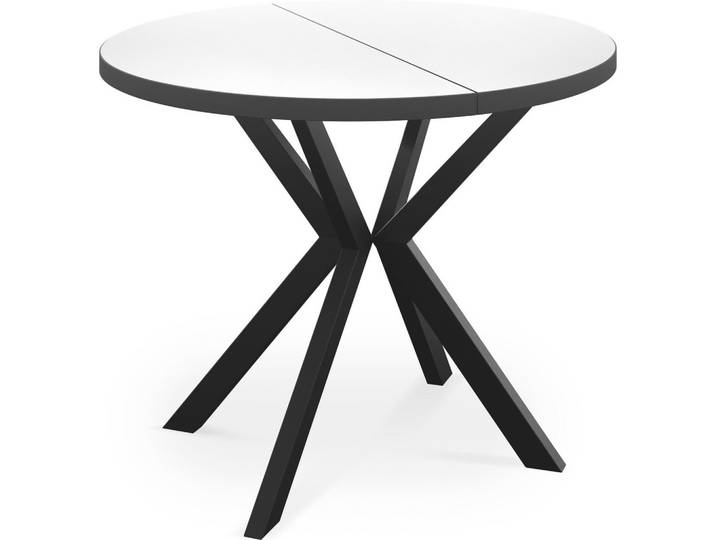 ESSTISCH Vincento runder ausziehbar, Weiß 120-200/120/76 cm