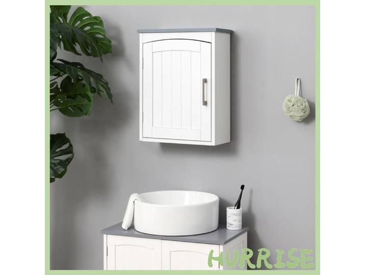 Cocosity Meuble Wc Suspendu Armoire À Pharmacie Murale Armoire Salle De Bain Rangement Avec Porte Et Étagère Réglable - 41 X 18 5
