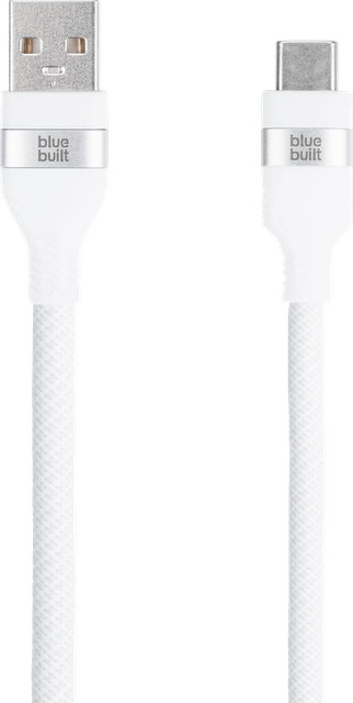 BlueBuilt USB A naar USB C kabel, 1,5m, Nylon, Wit