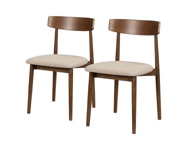 Esszimmerstuhl Lolif 2er-Set 47 x 78 x 51cm Beige Eiche Dunkel