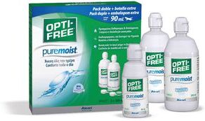 Liquido Limpeza Para Lentes De Contacto Opti-Free Puremoist 2 x 300ml + 1 x 90ml