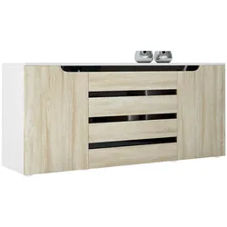 SIDEBOARD Sintra Eiche sägerau / Schwarz Hochglanz