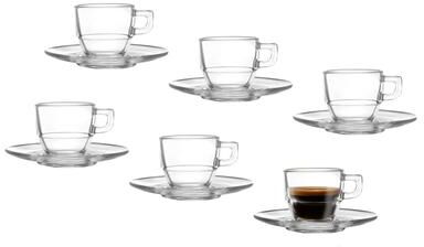 Barski Luminous Stackable Espresso Cup with Saucer, Set of 6