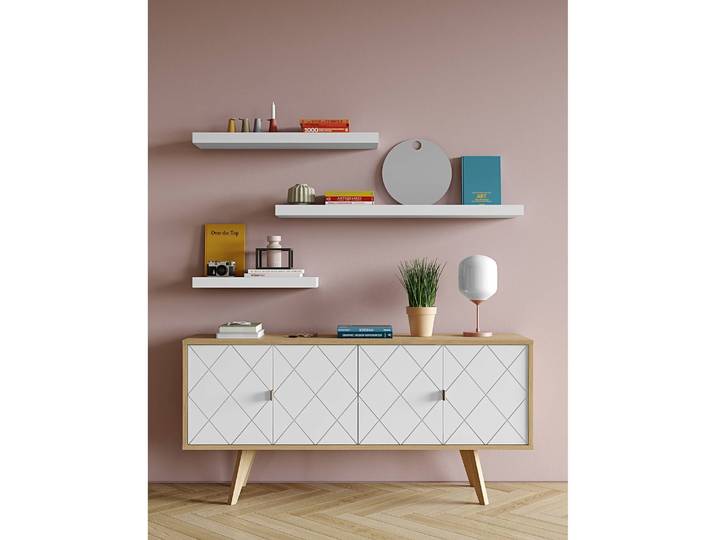Wandboard Wabenplatte, lackiert Weiß/Weiß 90cm
