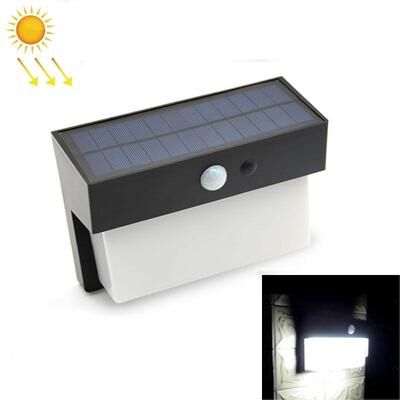 Everyday Crate 2.5W 50 LEDs Solar Landscape Light Outdoor Courtyard Light Control + Radar Sensing Wall LampWhite black