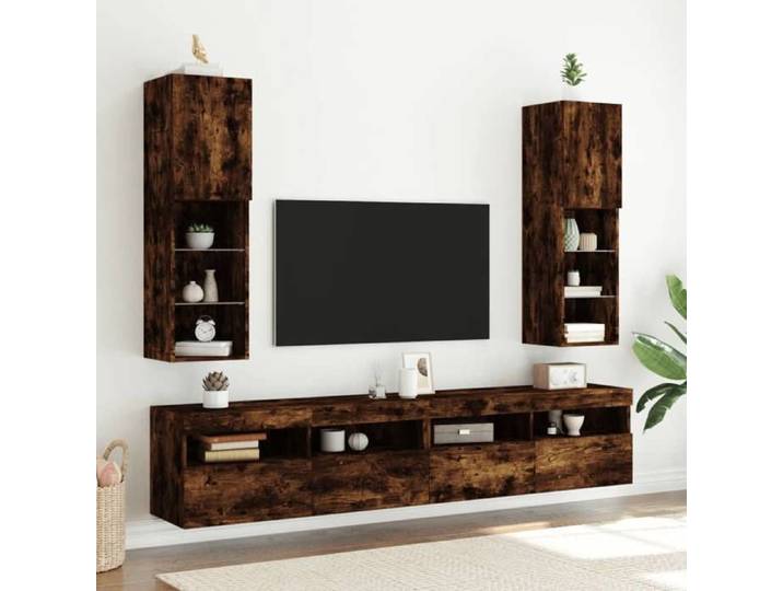 Meubles TV avec Lumières LED 2 pcs Armoires de Télévision Murales Meubles Télé avec Rangement Salon Salle de 837024