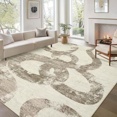 Garvee Modern Washable Swirl Area Rug