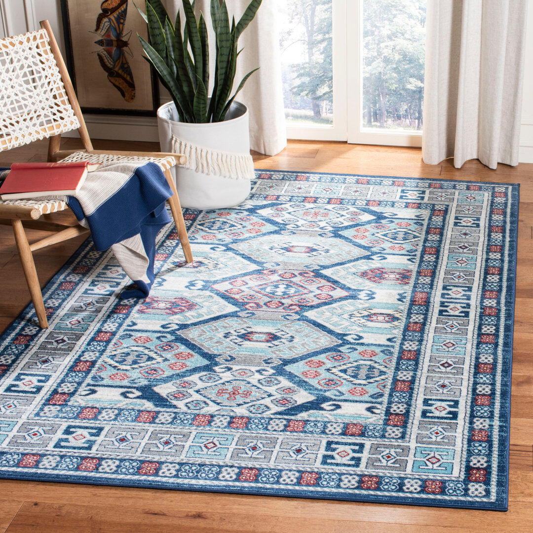 Bloomsbury Market North Adams Oriental Hand Woven Area Rug Blue Rectangle 122 x 183 cm