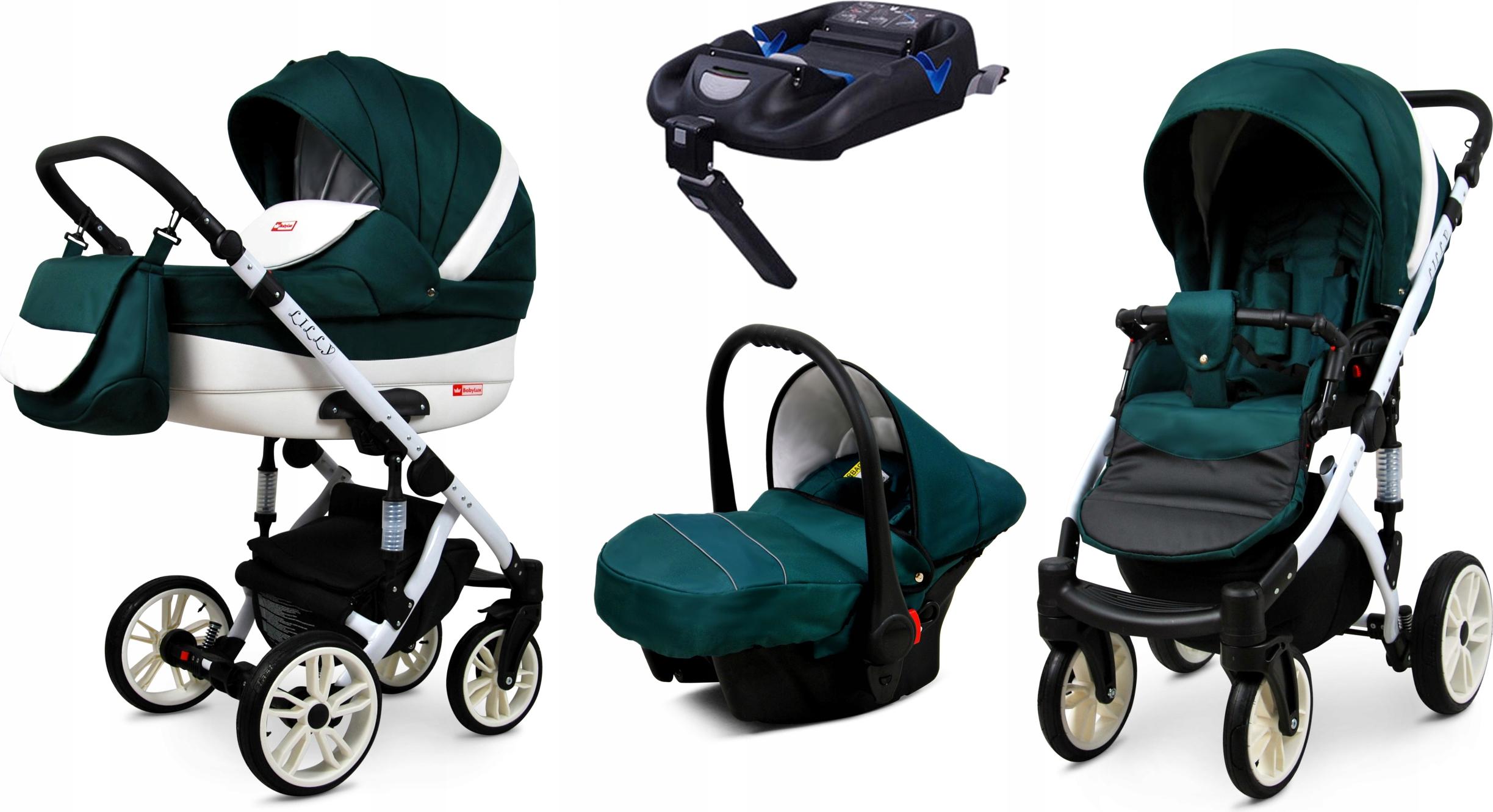 BabyLux Lilly | 4in1 Kinderwagen Set | Bottle Green | Kombikinderwagen | Kinderwagenset | Isofi