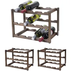 Weinregal HWC-B58, Flaschenregal Weinständer Weinhalter, Tanne 3 Böden ~ 3 Stück