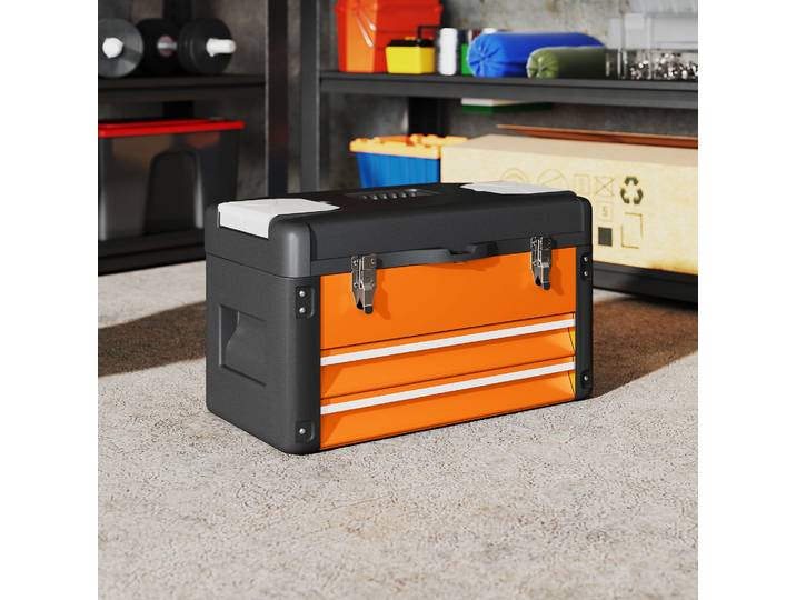 HOMCOM Coffre à Outils Acier Orange avec Tiroir 49,7cm