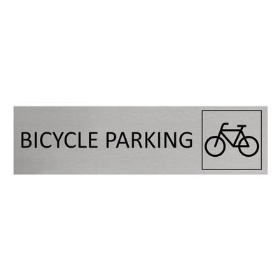 CombiCraft Aluminium Türschild Bicycle Parking 165x45mm mit 3M-Tape zur Befestigung, einfache Kennzeichnung von Räumen und Bereichen