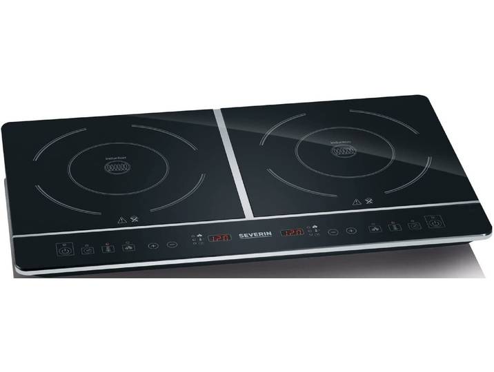 SEVERIN Doppel-Induktionskochplatte DK 1031 , schwarz, B:35,5cm H:4,8cm T:59cm, Kochplatten, Timerfunktion, automatische Topferkennung, Glaskeramik