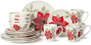 "Certified International Festive Blooms 16pc Dinnerware Set, Service for 4 - 11""L x 11""W x 1""H"