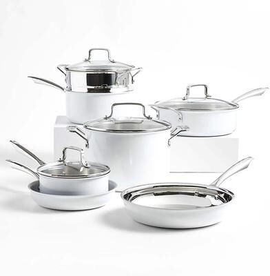 Cuisinart 11-Piece Matte White Stainless Steel Cookware Set