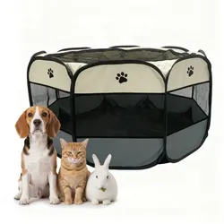 Relaxdays Faltbarer Welpenauslauf indoor & outdoor Creme,Grau,Schwarz