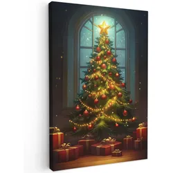 LEINWANDBILD Weihnachtsbaum - Geschenk - Winter Wanddeko 40x60 cm
