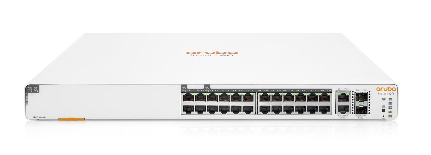 HPE Networking Instant On 1960 24G PoE 20p der Kl.4 4p der Kl.6 2XGT 2SFP+ Switch JL807A