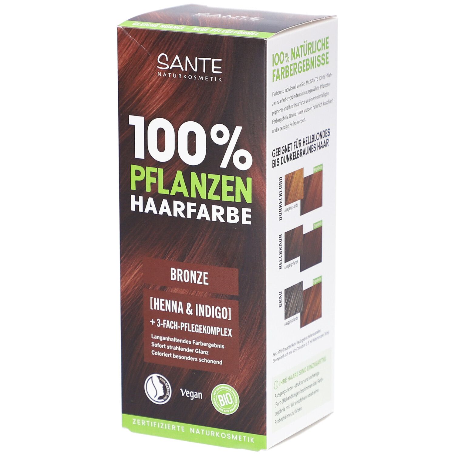 100% Pflanzenhaarfarbe mit 3-Fach Pflegekomplex bronze 03 100 g Sonstige