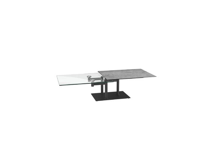 Ausziehbarer, flexibler Design Keramik Couchtisch „Opera“ Silver/Schwarz Akante Design