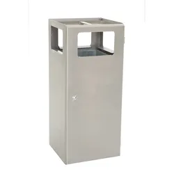 PROREGAL Quadratischer Kombiascher aus Edelstahl | 70 liter, HxBxT 88x38,5x38cm | Basismodul ohne Bedachung | Silber