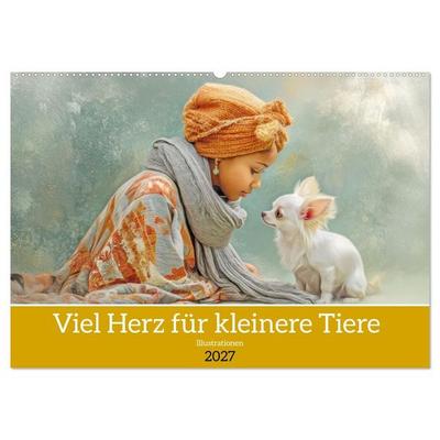 Viel Herz für kleinere Tiere - Illustrationen (Wandkalender 2027 DIN A2 quer), CALVENDO Monatskalender
