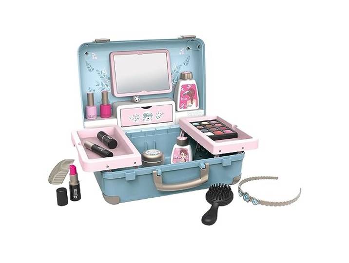 Smoby 320148 - My Beauty Vanity cosmeticakoffer voor kinderen, kapsel + nagels + make-up, 13 accessoires, vanaf 3 jaar, Blauw