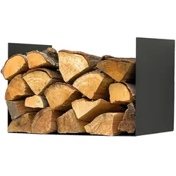 DanDiBo Kaminholzregal Innen Metall Schwarz Kaminholzständer mit Rückwand an der Wand Hängend 96432 Holzkorb Kaminholzhalter