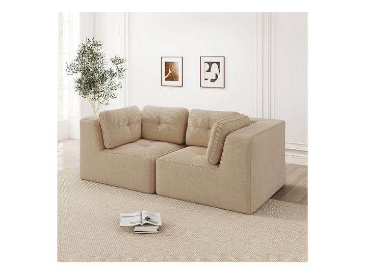 Odikalo Sofa Ecksofa Schlafsofa Modulares Sofa, Cord, rahmenloses Zweisitzer-Sofa, bequemes Cordsofa, geeignet für Wohn- und Schlafzimmer