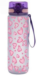 Universal Stock Leakproof Sports Water Bottle With Flip Top And Lanyard Heart Print c