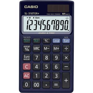 Casio Taschenrechner SL-310TER+, MwSt-Berechnung, 10-stelliges LC-Display, Solar- & Batteriebetrieb