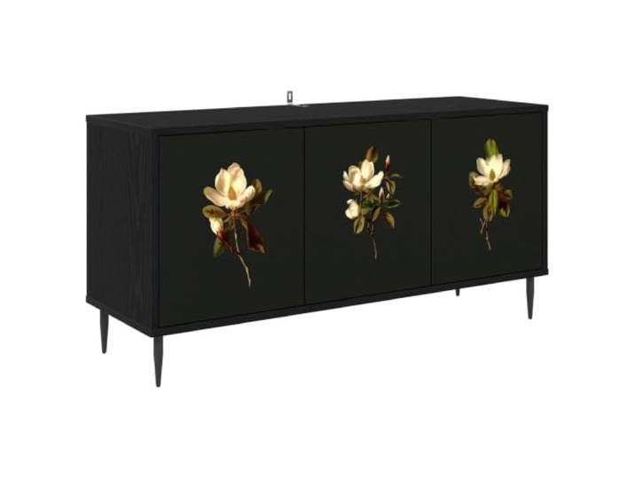 VIHHQGC TV-Schrank Bremen 102x33x51 cm Schwarz Eichen-Optik Holzwerkstoff Stauraumfächer, erhöhte Füße, pflegeleichte Oberfläche, modernes Design, robuste Holzwerkstoff-Konstruktion