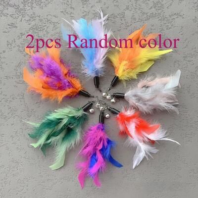 Inspire Select DIY Feather Replacement Cat Teaser Toy Refills Interactive Cat Wand Accessories For Hunting, Exercise & Play 2 Pcs Random Color