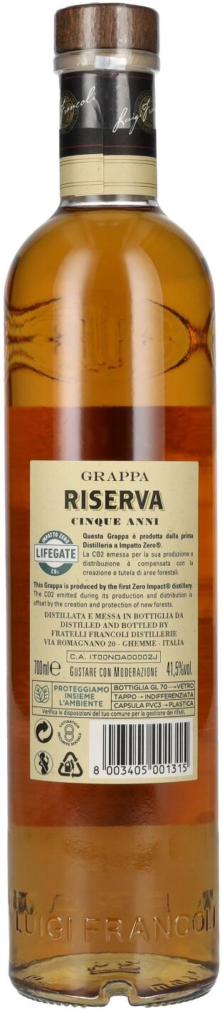 Luigi Francoli Grappa del Piemonte Riserva 5 Anni 41,5% Vol. 0,7l