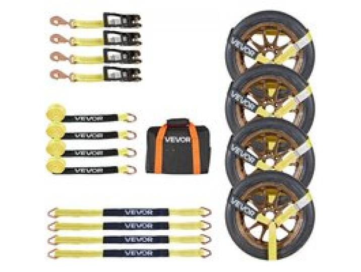 VEVOR Radspanngurt Befestigungsgurt (50,8 x 3657,6 mm) mit Federhaken & 4540 kg Zugfestigkeit & 1512 kg Tragfähigkeit, Motorrad-Spannsystem Radsicherungsgurt Reifengurt für SUVs Anhänger