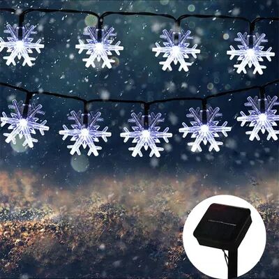Multicon Wholesale Hub Solar Snowflake Garland Light String For Garden, Wedding & Christmas Outdoor Eave Decoration white 7m 50led