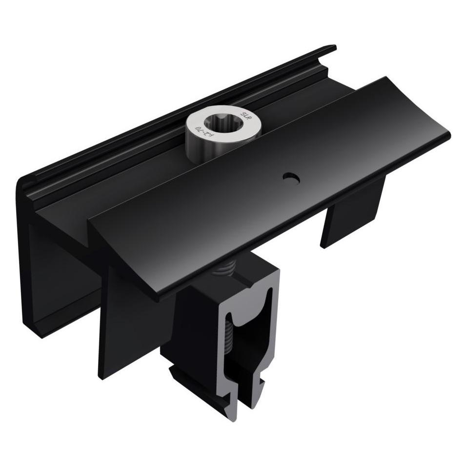Slrack 96162-01 Endklemme mit Erdung, schwarz eloxiert 9616201 (Solaranlage Montagematerial) (96162-01)