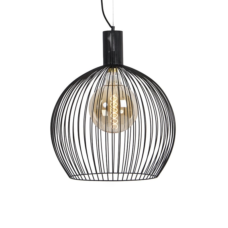 Qazqa Moderne Ronde Hanglamp Zwart - Dimbaar en Hoogteverstelbaar - Diameter: 50 cm
