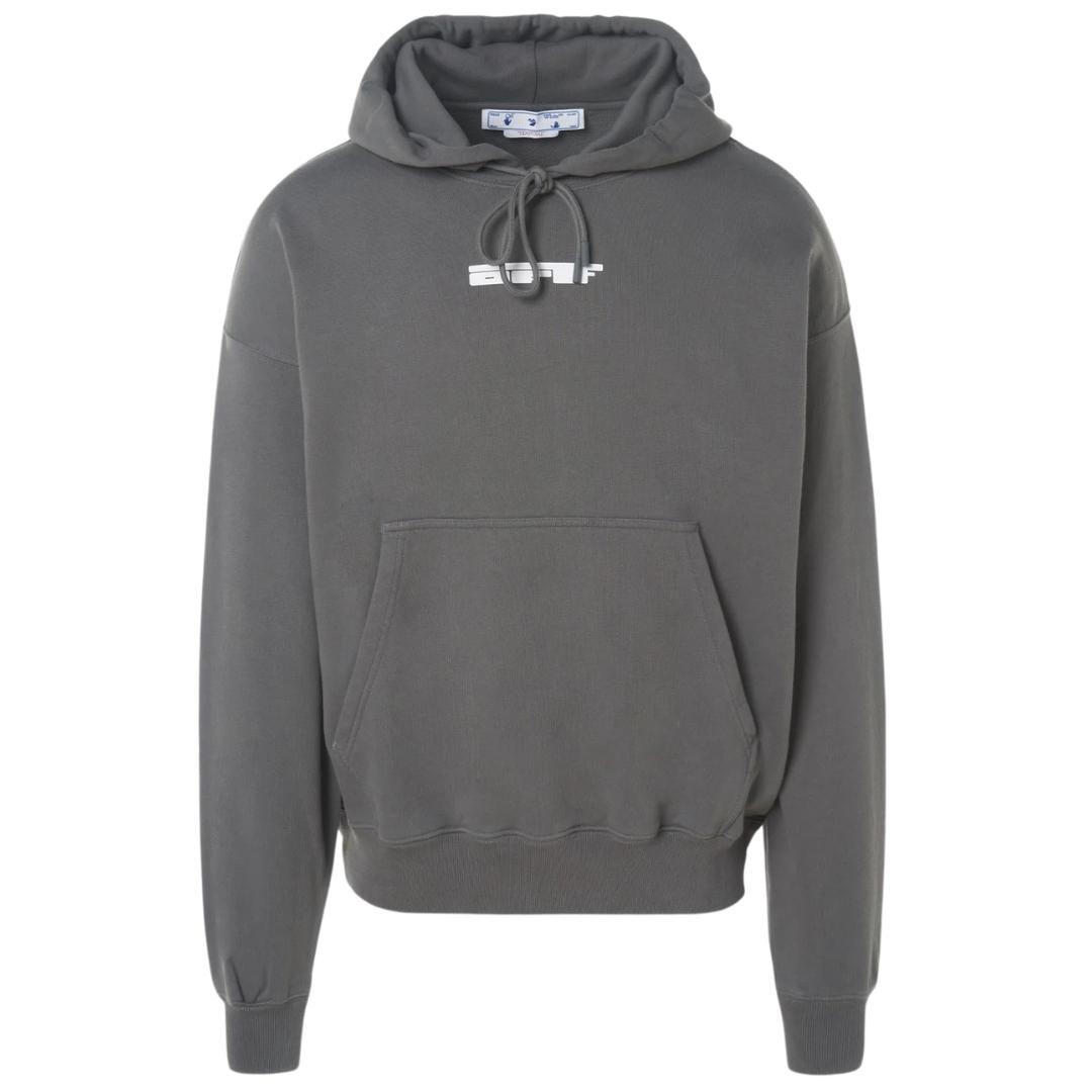 Off-White Teddy Arrow Skate Fit Stahlgrauer Kapuzenpullover