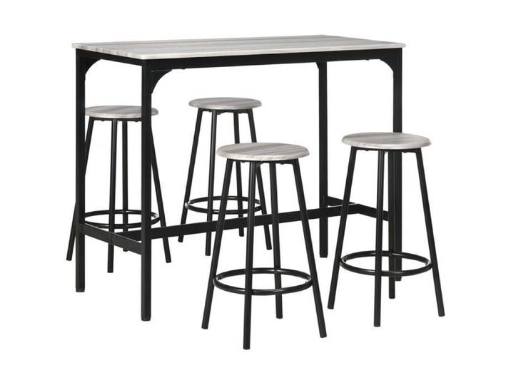 MEUBLES COSY Ensemble de table haute avec quatre tabourets au design industriel gris en métal