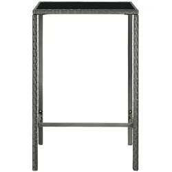 vidaXL Garten-Bartisch Grau 70x70x110 cm Poly Rattan und Glas