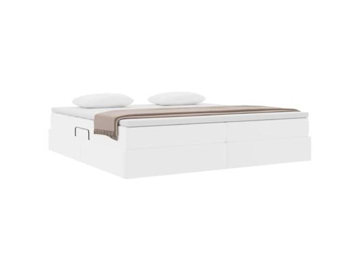 KTHLBRH Boxspringbett weiß 200 x 200 cm mit Matratze Modernes Design, robuste Struktur, optimiert Platz, hoher Komfort für Schlafzimmer